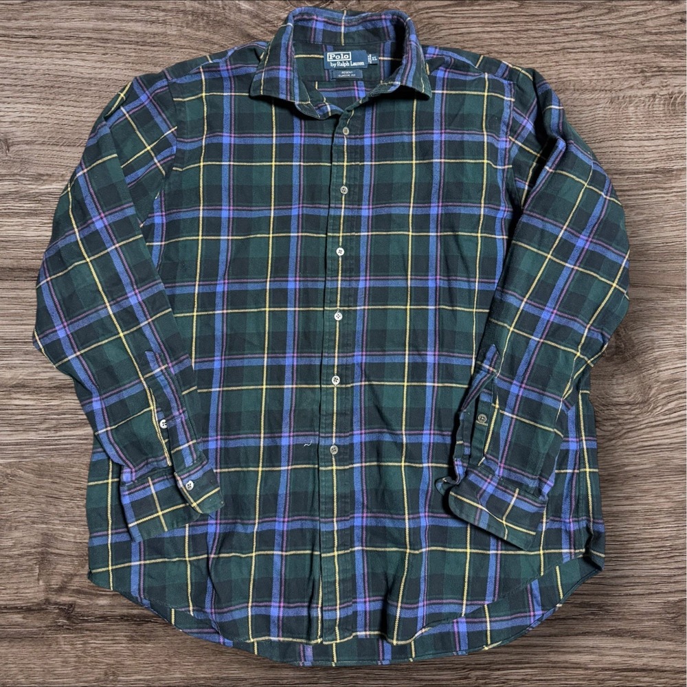 Polo Ralph Lauren Regent Classic Flannel Long Sleeve Shirt 100% Cotton Men's XL